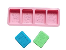 Molde silicona 4 jabones rectangulares labrados